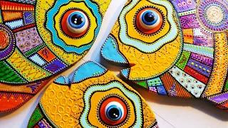 How to make decorative fish out of cardboard (dot painting, cartoning)