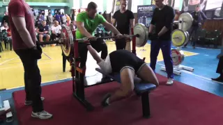 511 Поливко Владислав. ПОПЫТКА. Жим лежа 140 кг. Кубок Украины 2015 (UPC)