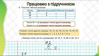 2 клас. Математика. Корчевська. "Розрядні числа. Таблиця розрядів.  Розв’язування задач"