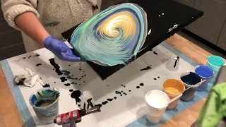 Flaming ring pour/ acrylic pour