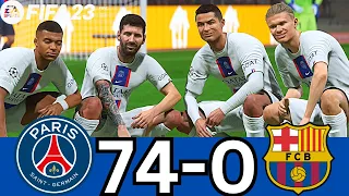 FIFA 23 - MESSI, RONALDO, MBAPPE, NEYMAR, ALL STARS PLAYS TOGETHER | PSG Vs  BARCELONA