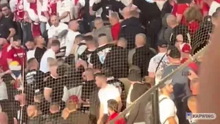 Polish Fans Fighting with each Other in Stadium During Holland Game