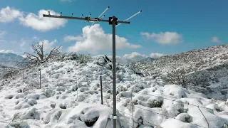 Pro-Model Outdoor TV Antenna in Arizona Snow 4K Drone Footage | Channel Master CM-1776