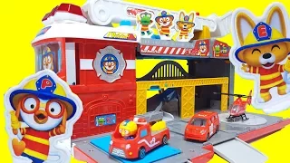 뽀로로 변신 소방차 장난감 미끄럼틀 놀이 Pororo transforming fire engine toy