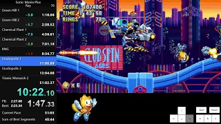 Sonic Mania Plus (PC) - Ray All Emeralds Speedrun in 48:42