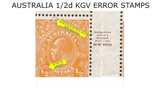 1927 - 1931 Orange King George V  -  values philately Errors -Old Australia Stamp ERRORS values