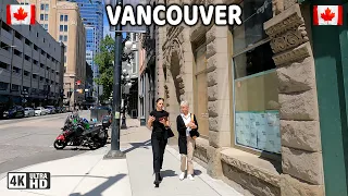 🇨🇦 【4K】☀️ Downtown Vancouver BC, Canada. Amazing sunny day.  Relaxing Walk.