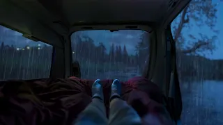 Deep Sleep with rain Sounds On Window | Rain sounds for sleeping in a camping car