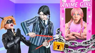 Wednesday Addams and her boyfriend Super Cat Noir. Funny moments / trending videos #trending #funny