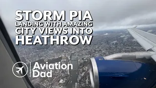 Storm Pia - British Airways A319 Landing  Runway 27R at London Heathrow Airport 4K