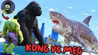 GTA 5 - HULK SAW KING KONG VS MEGALODON - Epic Monster Battle