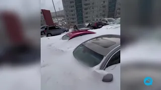 Heavy snowstorm in Russia's Far East