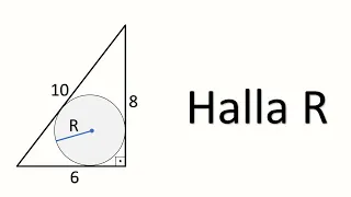 HALLA EL RADIO DE LA CIRCUNFERENCIA INSCRITA EN EL TRIÁNGULO RECTÁNGULO. Geometría Básica