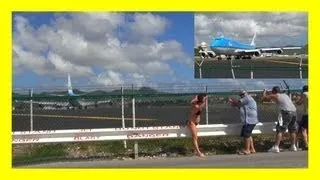 Crazy Sint Maarten KLM Boeing 747 TakeOff  & Jet Blast