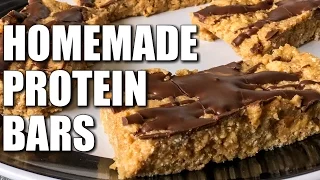 CHEAP HOMEMADE PROTEIN BARS: Chocolate Peanut Butter Crisp