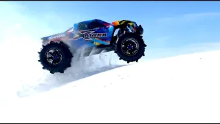 PADDLE TIRES 8S (30v) ELECTRIC TRAXXAS XMAXX MONSTER TRUCK BASHING in DEEP SNOW | RC ADVENTURES