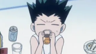 gon sipping his juice