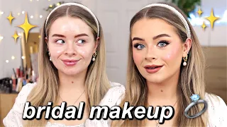 DIY Bridal Makeup! My first WEDDING MAKEUP trial/tutorial 💍👰🏼‍♀️✨