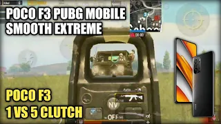 POCO F3 PUBG TEST | 5 Finger + Full Gyro | 1 VS 5 Clutch with POCO F3