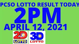 2PM PCSO LOTTO RESULT TODAY APRIL 12, 2021 2D 3D EZ2 SWERTRES