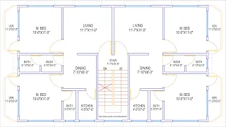 HOUSE PLAN DESIGN | EP 129 | 1250 SQUARE FEET TWO-UNIT HOUSE PLAN | LAYOUT PLAN