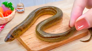 🐍 Simple Technique Catching Eel and Cooking Delicious Fried Roll Eel in Mini Kitchen 🐍