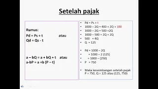 Keseimbangan pasar sebelum pajak dan sesudah pajak