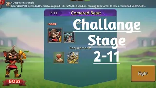 Lords mobile Challange stage 2-11 f2p|Cornered beast challange stage 2-11