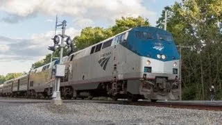 HD Fast Amtrak Train @ Railroad Crossing