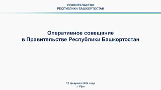Оперативное совещание в Правительстве Республики Башкортостан: прямая трансляция 12 февраля 2024 г.