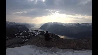 Early morning hike to Preikestolen in Norway