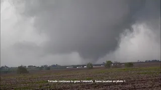 04-16-2024 Houghton / Salem, IA  - Large Tornado - Power Flash - Full Cycle - Damage