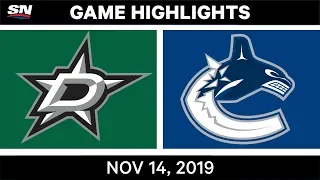 NHL Highlights | Stars vs Canucks – Nov. 14, 2019