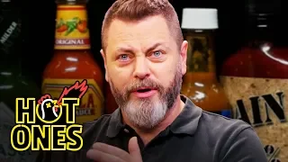 Nick Offerman Gets the Job Done While Eating Spicy Wings | Hot Ones