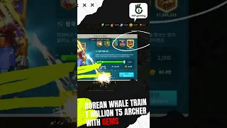 Korean whale train 1 million t5 archer with gems #short #shorts #riseofkingdoms