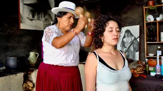 Doña Rosa does a Limpia Espiritual (Spiritual Cleansing) and ASMR Massage with neck cracking