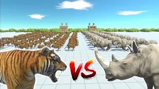 100 Tiger VS 50 Rhino - Animal Revolt Battle Simulator