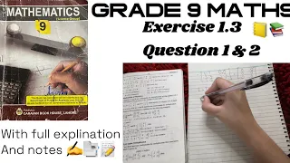 Grade 9 maths exercise 1.3 question 1 & 2 Punjab board with full explanation and notes