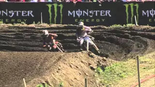 Max Anstie passes Pauls Jonass MXGP of Germany MX2 race 1 - motocross 2016