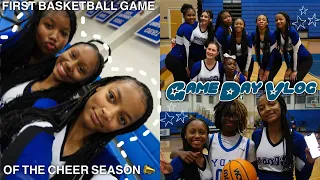 Game Day Vlog: First Game of Cheer Season 🏀 📣| grwm, mini school vlog, etc