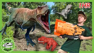 GIANT Dino Hunt & Dinosaurs Toy Opening | T-Rex Ranch | Learning Videos for Kids - Explore With Me!