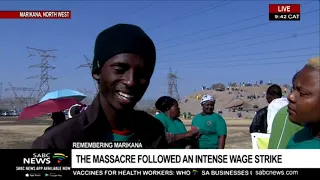 Mine workers converge on the Koppie in Marikana to remember those killed 7 years ago