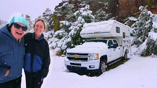 SNOWSTORM & 60 MPH WINDS in our TRUCK CAMPER: EXTREME Colorado Weather CAMPING