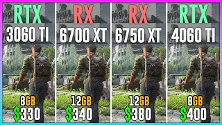 RTX 3060 TI vs RX 6700 XT vs RX 6750 XT vs RTX 4060 TI - Best Graphics Cards Under $400 | Test Games