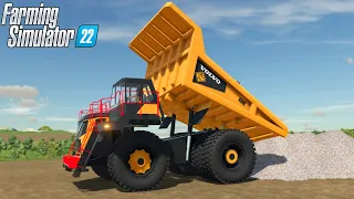 Farming Simulator 22 - VOLVO R 100 Mining Dump Truck Unloads Crushed Stone