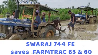 Episode 2 : 2 Farmtrac stuck in mud | Saved by Swaraj 744 | 2 Hours struggle | Agriculture Tamil