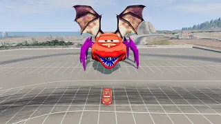 Escape the Giant Mike Mutant Flying Spider Monster, Lightning McQueen vs. Mike | BeamNG.Drive