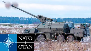 NATO. Powerful self-propelled howitzers Zuzana 2 on the exercises of the Allied Armed Forces.