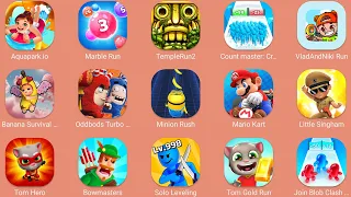 Tom Hero,Vlad & Niki Run,Minion Rush,Aquapark.io,Banana Survival Master,Mario Kart,Little Singham