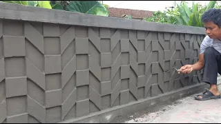 Ideas And Skills To Build 3D Cement Pictures On A Concrete Fence Wall - Creative Construction Worker